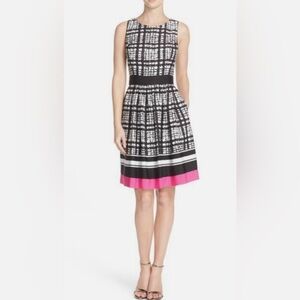 Eliza J Women’s Houndstooth Sleeveless Fit & Flare Dress Black & White Sz 4